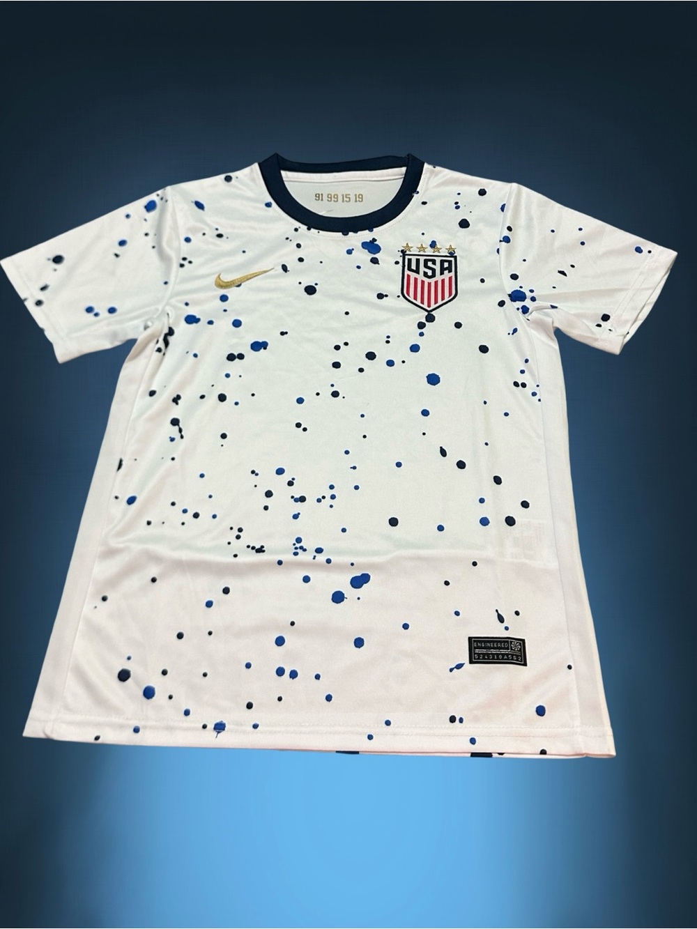 Nike White Splatter Soccer USA Jersey with Navy Accents M Young size - Picture 2 of 14